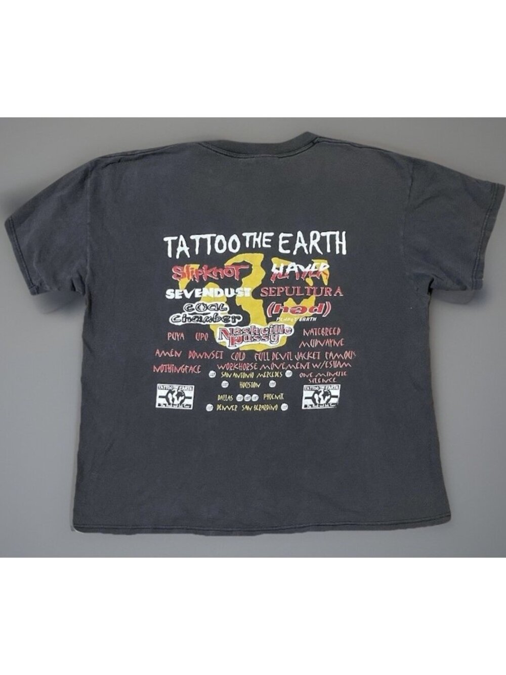 Vintage Tattoo The Earth RARE Slayer Slip Knot Festival Metal Punk Band T Shirt